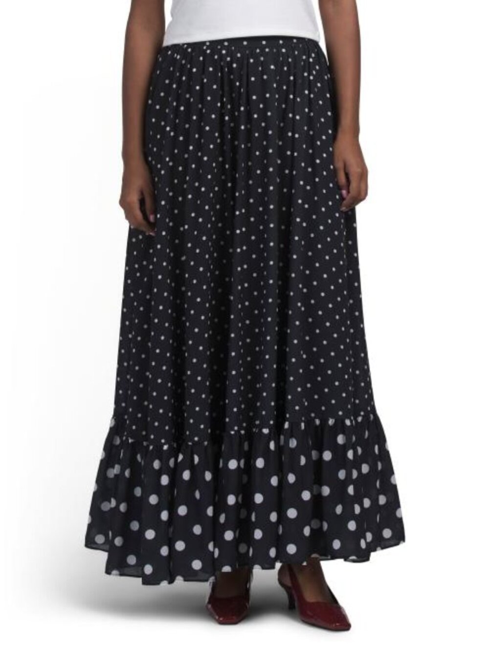 TOCCIN Goldie Tiered Maxi Skirt